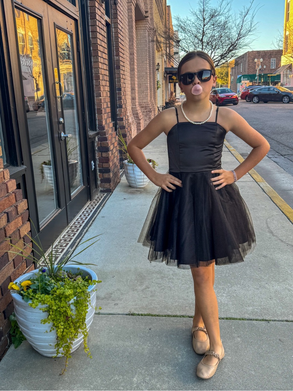 Un Deux Trois Girls Black Tulle Satin Fit & Flare Dress Knee Length Size 12